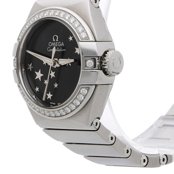 Omega Constellation 27mm Diamond Bezel Black Star Dial Steel Watch 2022 Full Set – Assay Jewelers