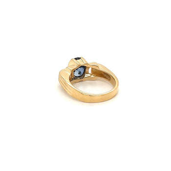 Oval Cut Blue Sapphire Regal Band Ring in 14k | Half Bezel Set – Assay Jewelers