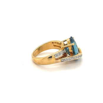 Overlap Bypass Blue Topaz and Diamond Cocktail Ring for Women – Assay Jewelers
