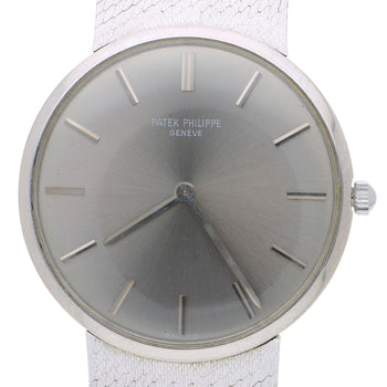 Patek Philippe Calatrava 3468 34mm Gray Dial 18K White Gold Watch – Assay Jewelers