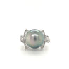 Pearl and Diamond Cocktail BowTie Style Ring in 18k White Gold