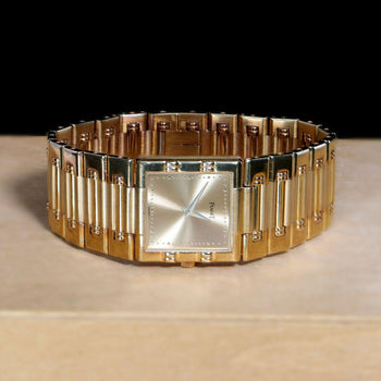 Piaget Dancer 80317 18K Gold Square Champagne Dial Integrated Bracelet Watch – Assay Jewelers