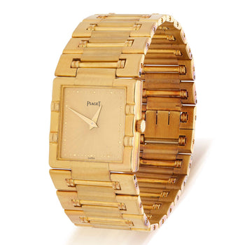 Piaget Dancer 80317 18K Gold Square Champagne Dial Integrated Bracelet Watch – Assay Jewelers
