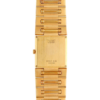 Piaget Dancer 80317 18K Gold Square Champagne Dial Integrated Bracelet Watch – Assay Jewelers