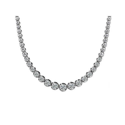 Platinum 3 Carat Diamond Graduated Tennis Choker Necklace