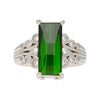 Platinum 3.19 Carat Indicolite Tourmaline & Diamond Vintage Filigree Ring Size 6