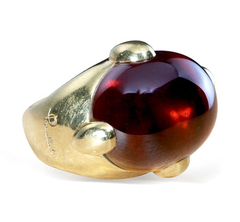 Pomellato Hessonite Garnet Cabochon 18K Yellow Gold Vintage 1970s Ring – Assay Jewelers