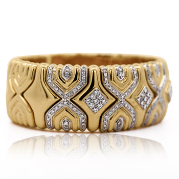 Retro 3 Carat Diamond Italian 18K Gold Vintage Cuff Bangle – Assay Jewelers