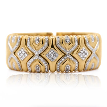 Retro 3 Carat Diamond Italian 18K Gold Vintage Cuff Bangle – Assay Jewelers