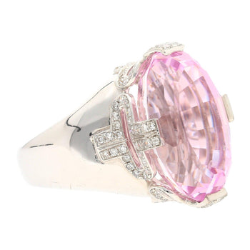 Retro Inspired 20.76 Carat Kunzite Ring in 18K White Gold with 0.66 CTW in Diamonds – Assay Jewelers
