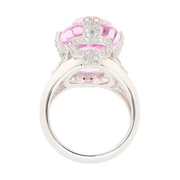 Retro Inspired 20.76 Carat Kunzite Ring in 18K White Gold with 0.66 CTW in Diamonds – Assay Jewelers