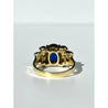 Retro Style Chanthaburi Blue Sapphire ring with Baguette Diamond Sidestones