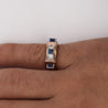Retro Style Sapphire & Diamond Channel 14K Two Tone Unisex Band Ring