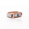 Retro Style Sapphire & Diamond Channel 14K Two Tone Unisex Band Ring