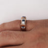 Retro Style Sapphire & Diamond Channel 14K Two Tone Unisex Band Ring