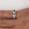 Retro Style Sapphire & Diamond Channel 14K Two Tone Unisex Band Ring