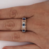 Retro Style Sapphire & Diamond Channel 14K Two Tone Unisex Band Ring