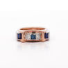 Retro Style Sapphire & Diamond Channel 14K Two Tone Unisex Band Ring