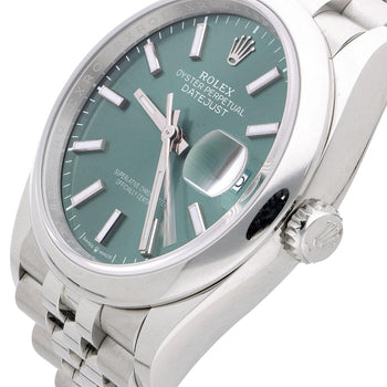 Rolex Datejust 36mm 126200 Mint Green Dial Steel 2023 Jubilee Watch – Assay Jewelers