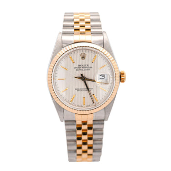 Rolex Datejust Silver Tapestry Dial 2 Tone Jubilee 36mm 16013 Watch Box/Papers – Assay Jewelers
