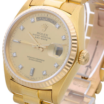 Rolex Day-Date 18038 Champagne Diamond Dial 18K Gold 36mm Circa 1978 Watch – Assay Jewelers