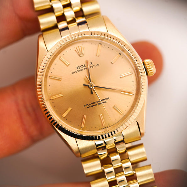 Rolex Oyster 1005 Champagne Dial Gold Vintage Watch
