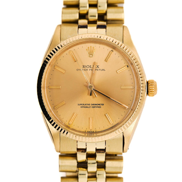 Rolex Oyster 1005 Champagne Dial Gold Vintage Watch
