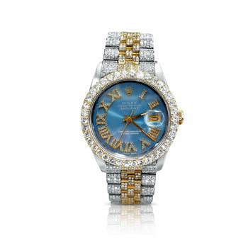 Montre Rolex Datejust entièrement sertie de diamants bleu Tiffany – Assay Jewelers