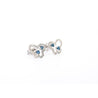 Round Cut Blue and White Diamond Butterfly Outline Stud Earrings