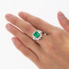 Semi Mount 1.87 Carat TW Round & Emerald Cut Diamond Halo Ring