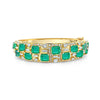 Quadratisch geschnittener Smaragd und Baguette-Diamant-Armband aus 18 Karat Gelbgold