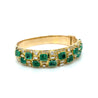 Square Cut Emerald and Baguette Diamond Bangle in 18k Yellow Gold