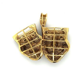 Pendentif en or 10k avec diamant, visage de théâtre de Thalie et Melpomène – Assay Jewelers
