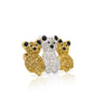Three Bear Motif 18K Two-Tone Gold Diamond and Sapphire Convertible Brooch Pin