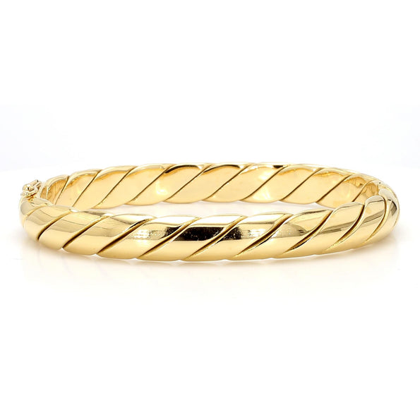 Tiffany & Co. 18K Gold Braided Twisted Rope Hinged Bangle Bracelet