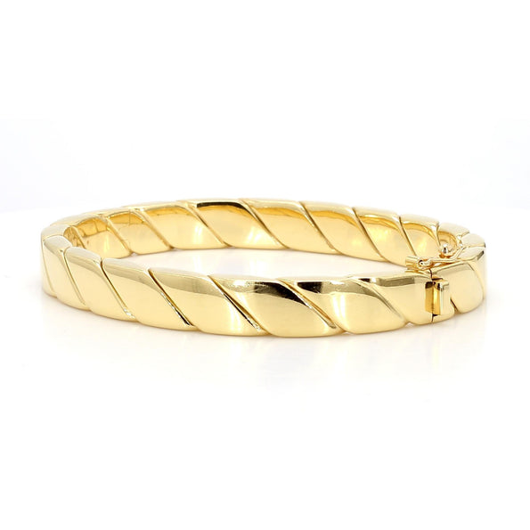 Tiffany & Co. 18K Gold Twisted Rope Flat Hinged Bangle Bracelet