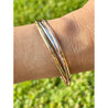 Tri-Color Interlocking Bangle in 18k White, Rose, and Yellow Gold