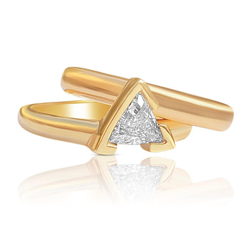Triangle Cut Natural Diamond Double Banded Engagement Ring – Assay Jewelers