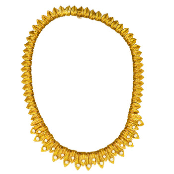 Van Cleef & Arpels 18K Gold Leaf Diamond Vintage Retro Choker Necklace – Assay Jewelers