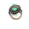 Victorian Era 15 Carat Carved Emerald Beetle Antique Diamond Halo Ring