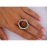 Vintage 11.36 Carat Opal and Briolette/Rose Cut Diamond Halo 18K Gold Ring