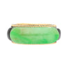 Vintage 11.40 Carved Jade with Onyx Band Ring in 14K Yellow Gold