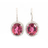 Vintage 16 Carat Pink Checkerboard Oval-Cut Tourmaline and Diamond Earring