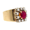 Vintage 1.54 Carat Cushion Cut Ruby in 14K Yellow Gold Wide Band