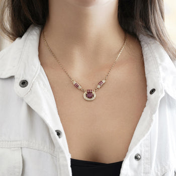 Vintage 2.70 Carat Oval Cut Ruby & Diamond 14K Gold Retro Pendant Necklace – Assay Jewelers