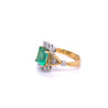 Vintage 2.77 carat Colombian Emerald and Trillion Cut Diamonds in 18k Gold Ring