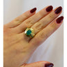 Vintage 3 Carat Cabochon Cut Colombian Emerald Bezel in 20K Yellow Gold Ring