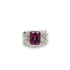 Vintage 3 Carat Radiant Cut Vivid Pink/Purple Tourmaline and Diamond Platinum Ring