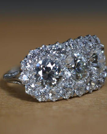 Vintage 4.50 CTTW Old European Cut Diamond Three-Stone Art Deco Engagement Ring in Platinum – Assay Jewelers