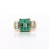 Vintage 5 Carat Emerald and Baguette Diamond in 18K Gold Ring